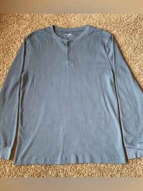 Old Navy Waffle Knit T Shirt Mens L Tall Blue Thermal Long Sleeve Base layer